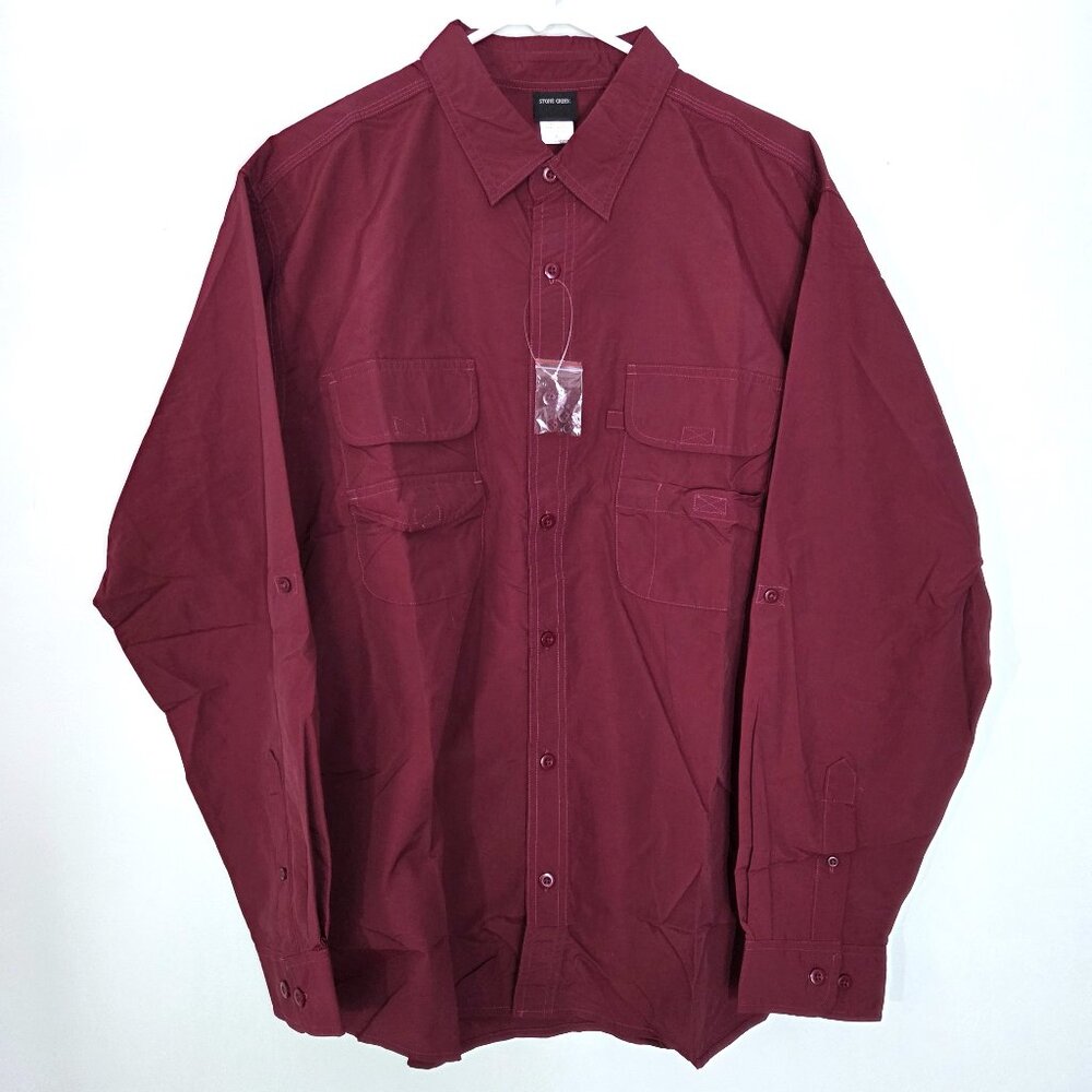 NWOT Stone Creek Burgundy Nylon Outdoor Gear Button Down Shirt Size L